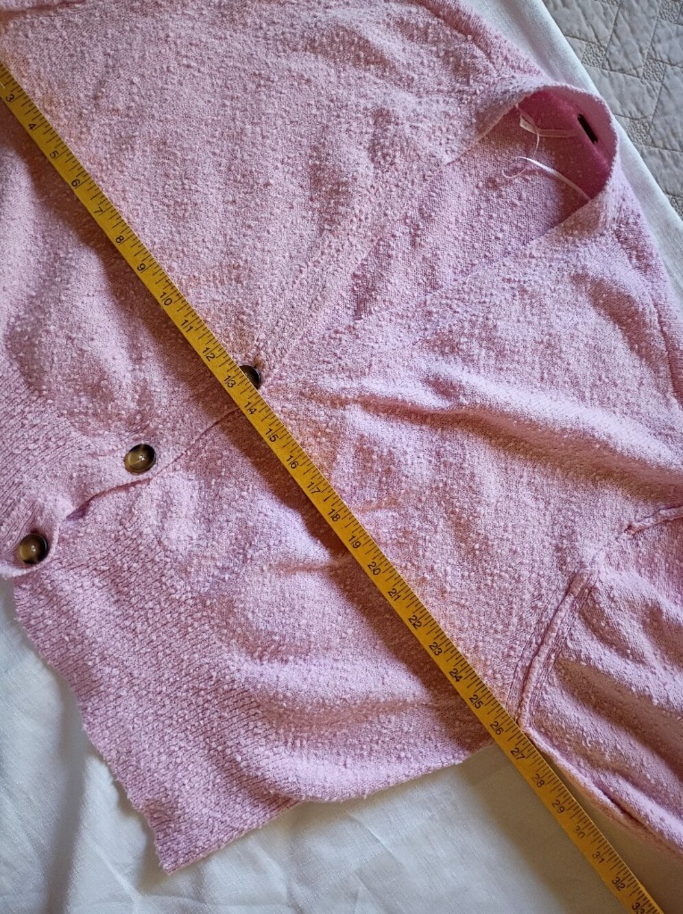 Free  People Oversize  Pink Textured Button-Front Cardigan Size M - Picture 8 of 15